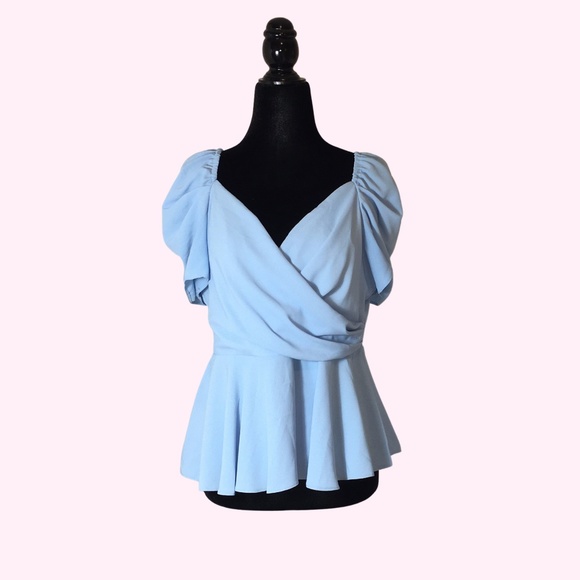 ASOS Tops - ASOS Blue Short Sleeve Peplum Top